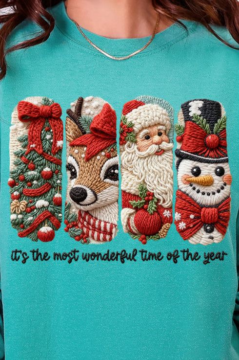 Faux Yarn Most Wonderful Time Comfort Colors Heavyweight Long Sleeve T-Shirt