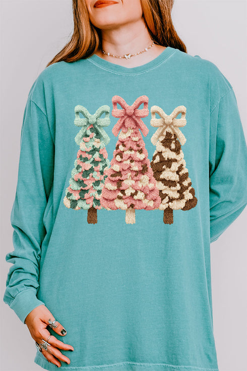 Faux Yarn Coquette Trio Comfort Colors Heavyweight Long Sleeve T-Shirt
