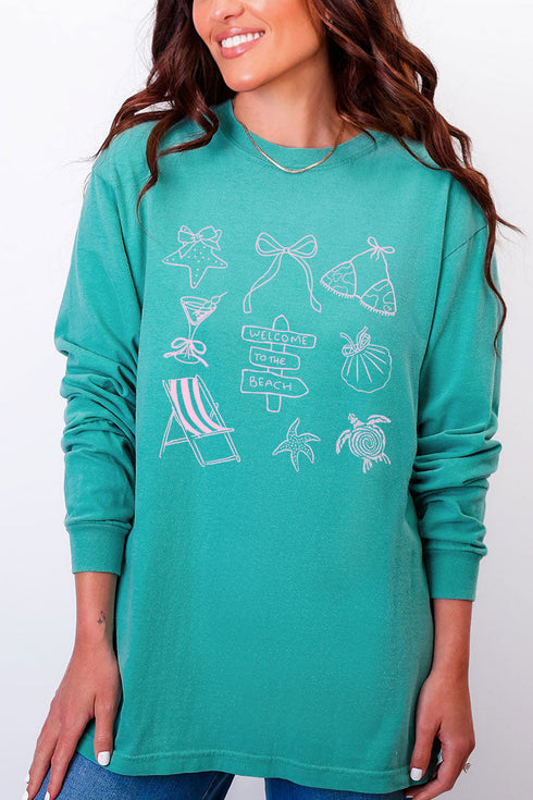 Welcome To The Beach Comfort Colors Heavyweight Long Sleeve T-Shirt