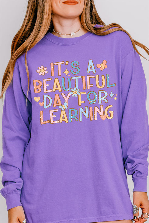 Beautiful Day For Learning Comfort Colors Heavyweight Long Sleeve T-Shirt
