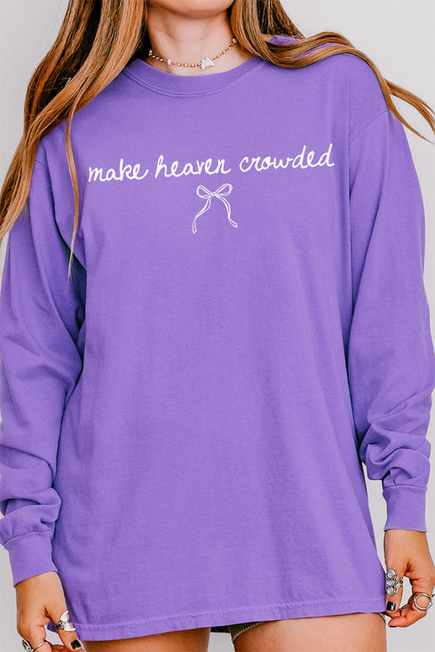 White Make Heaven Crowded Coquette Comfort Colors Heavyweight Long Sleeve T-Shirt