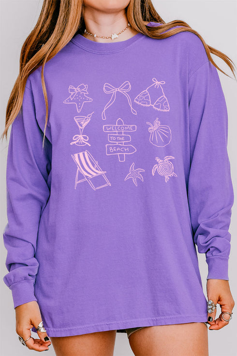 Welcome To The Beach Comfort Colors Heavyweight Long Sleeve T-Shirt