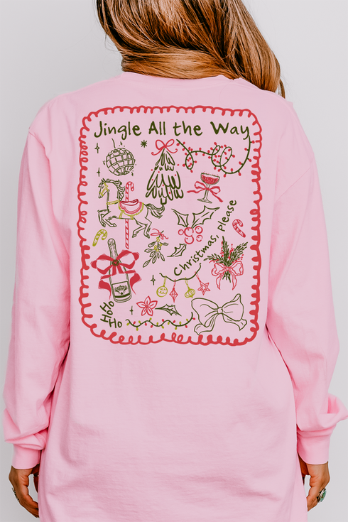 Christmas, Please Front & Back Design Comfort Colors Heavyweight Long T-Shirt