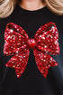 Faux Sequin Red Coquette Bow Comfort Colors Long Sleeve T-Shirt