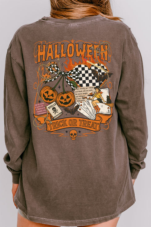 Halloween Outlaw Front & Back Design Comfort Colors Heavyweight Long Sleeve T-Shirt