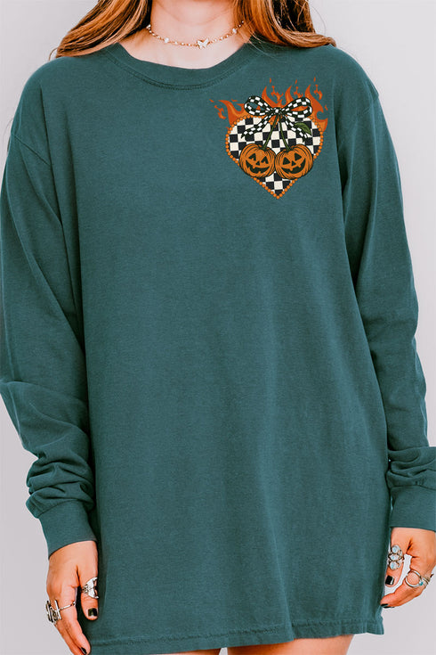 Halloween Outlaw Front & Back Design Comfort Colors Heavyweight Long Sleeve T-Shirt