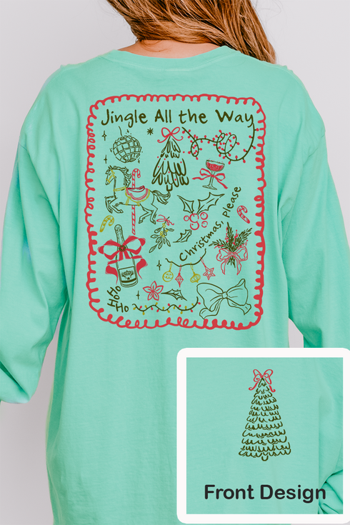 Christmas, Please Front & Back Design Comfort Colors Heavyweight Long T-Shirt
