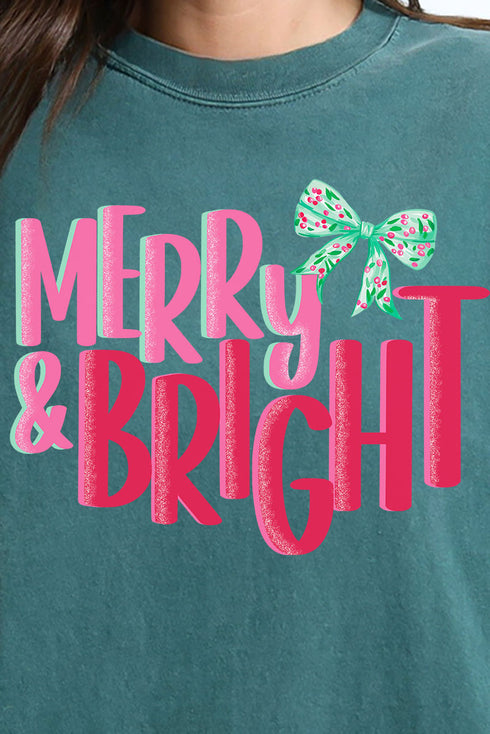 Merry And Bright Coquette Bow Comfort Colors Heavyweight Long Sleeve T-Shirt