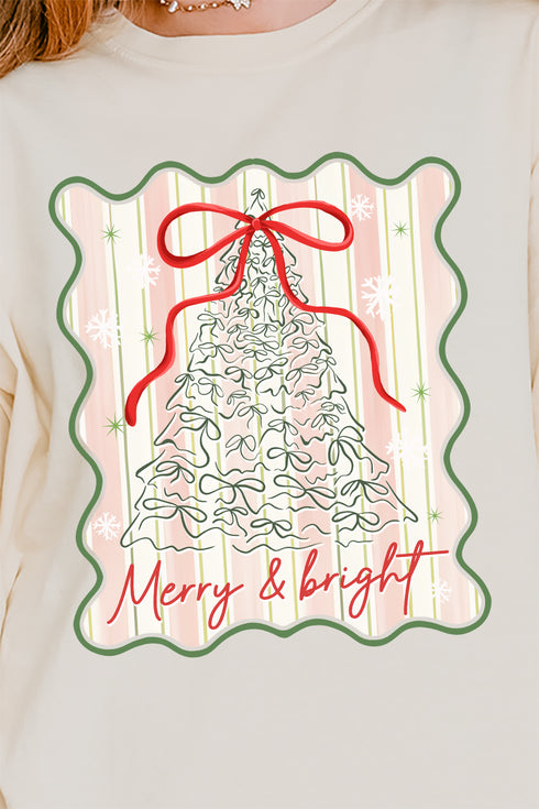 Merry & Bright Coquette Tree Comfort Colors Heavyweight Long T-Shirt