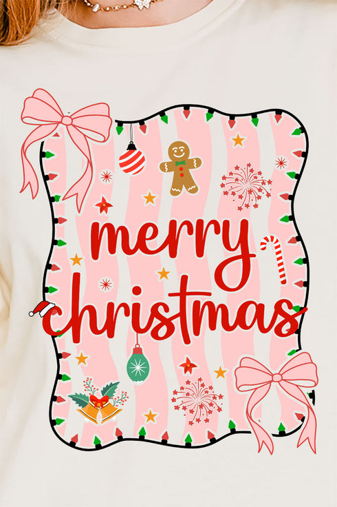 Merry Christmas Doodle Coquette Comfort Colors Heavyweight Long Sleeve T-Shirt