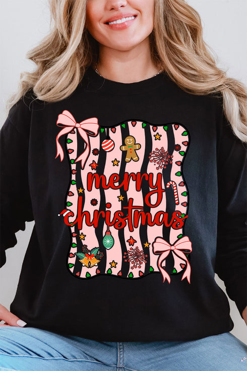 Merry Christmas Doodle Coquette Comfort Colors Heavyweight Long Sleeve T-Shirt