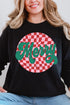 Merry Retro Check Comfort Colors Heavyweight Long Sleeve T-Shirt