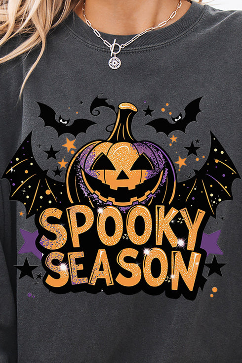 Pumpkin Spooky Season Comfort Colors Heavyweight Long T-Shirt