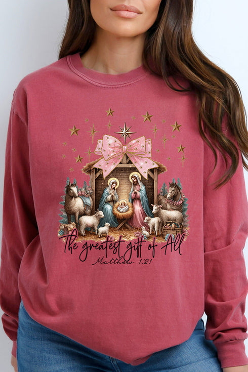 Coquette The Greatest Gift Of All Comfort Colors Heavyweight Long Sleeve T-Shirt