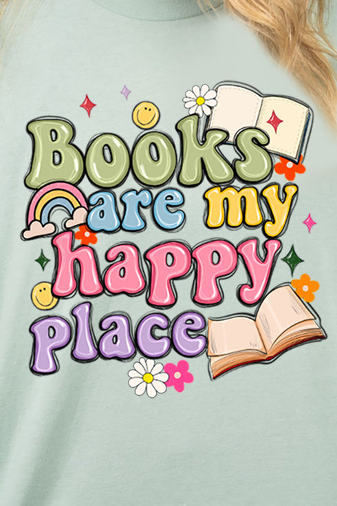 Books Are My Happy Place Combed Cotton T-Shirt