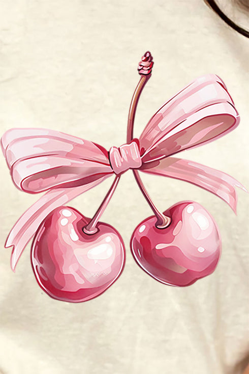 Cherry Bows Combed Cotton T-Shirt