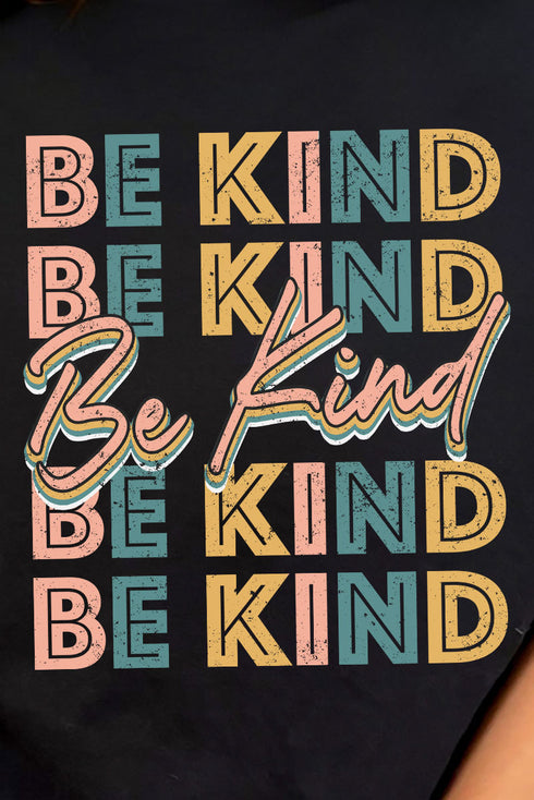 Colorful Stacked Be Kind Combed Cotton T-Shirt