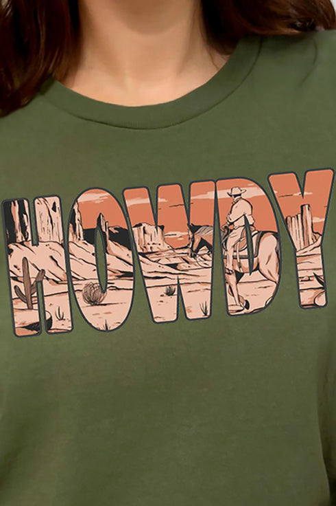Cowboy Sunset Howdy Combed Cotton T-Shirt