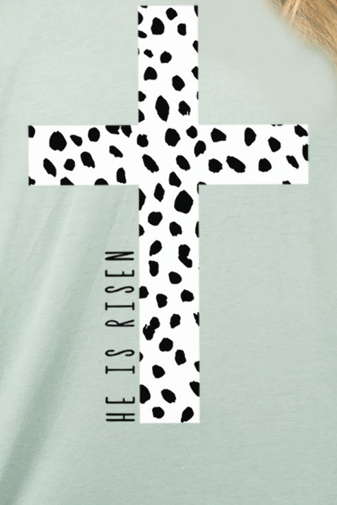 Dalmatian Cross He Is Risen Combed Cotton T-Shirt