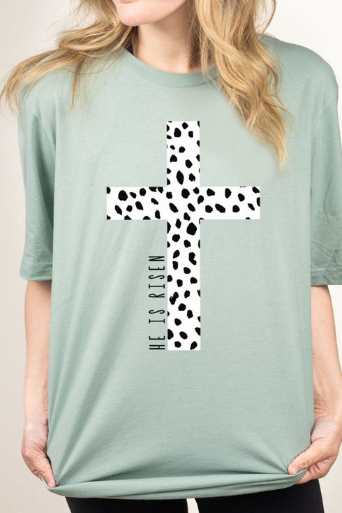 Dalmatian Cross He Is Risen Combed Cotton T-Shirt
