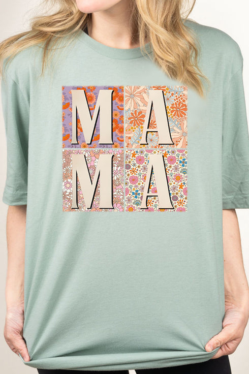 Patchwork Floral Mama Combed Cotton T-Shirt