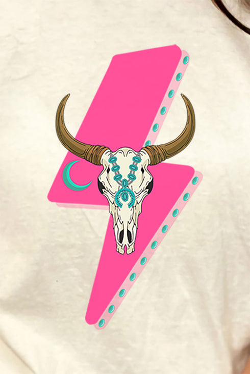 Steer Lightning Bolt Combed Cotton T-Shirt