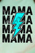 Turquoise Lightning Bolt Mama Combed Cotton T-Shirt