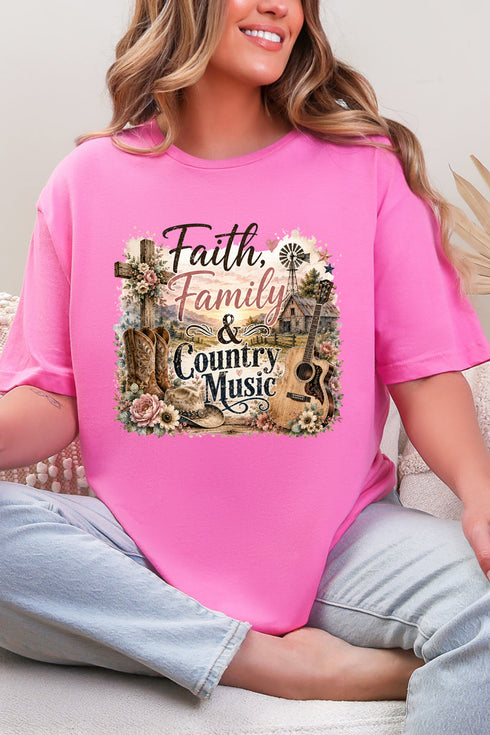 Faith, Family & Country Music Softstyle Adult T-Shirt