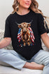 Painted Old Glory Highland Cow Softstyle Adult T-Shirt