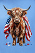 Painted Old Glory Highland Cow Softstyle Adult T-Shirt