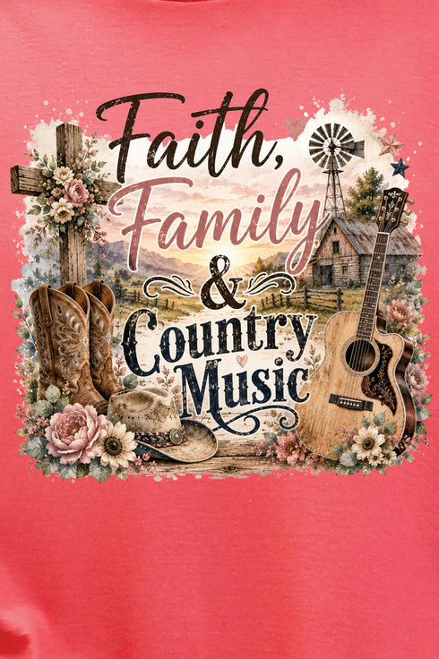 Faith, Family & Country Music Softstyle Adult T-Shirt