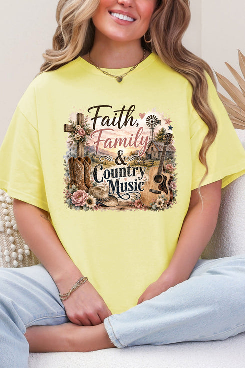 Faith, Family & Country Music Softstyle Adult T-Shirt