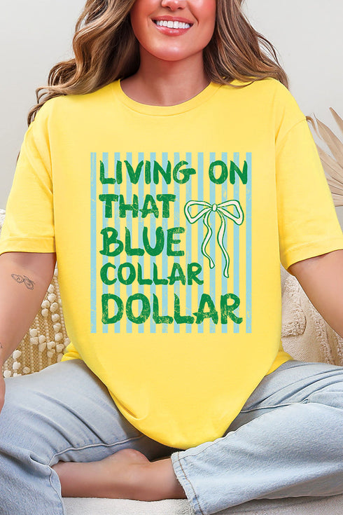 Striped Blue Collar Dollar Blue And Green Softstyle Adult T-Shirt