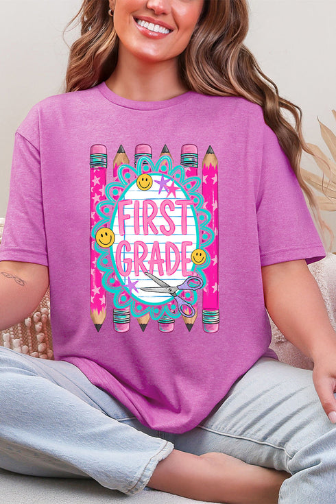 Primary Pencil Crew: Pre-K To Fourth Grade Softstyle Adult T-Shirt *Choose Your Grade