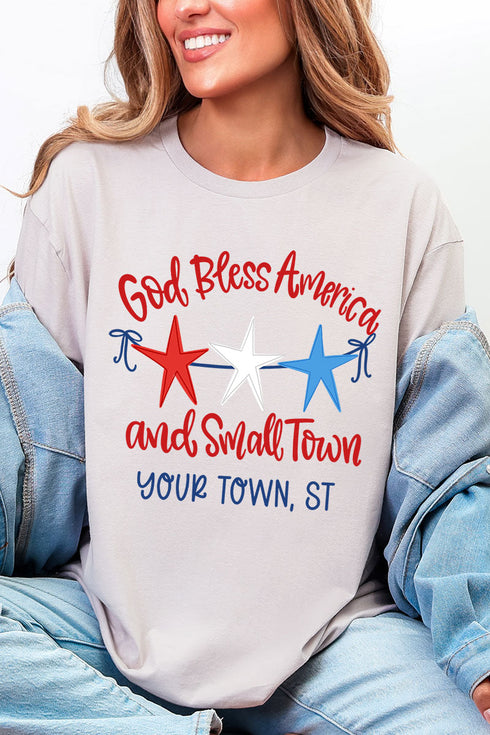 Personalized God Bless America And Small Town Softstyle Adult T-Shirt