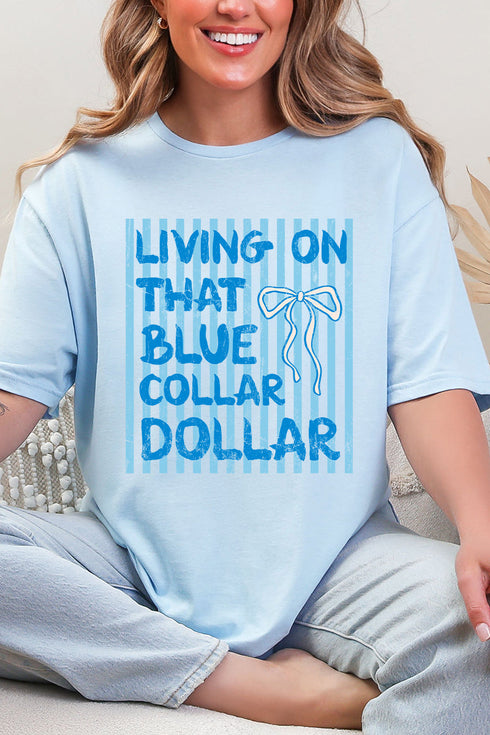Striped Blue Collar Dollar Blue Softstyle Adult T-Shirt