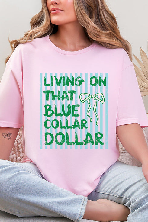 Striped Blue Collar Dollar Blue And Green Softstyle Adult T-Shirt