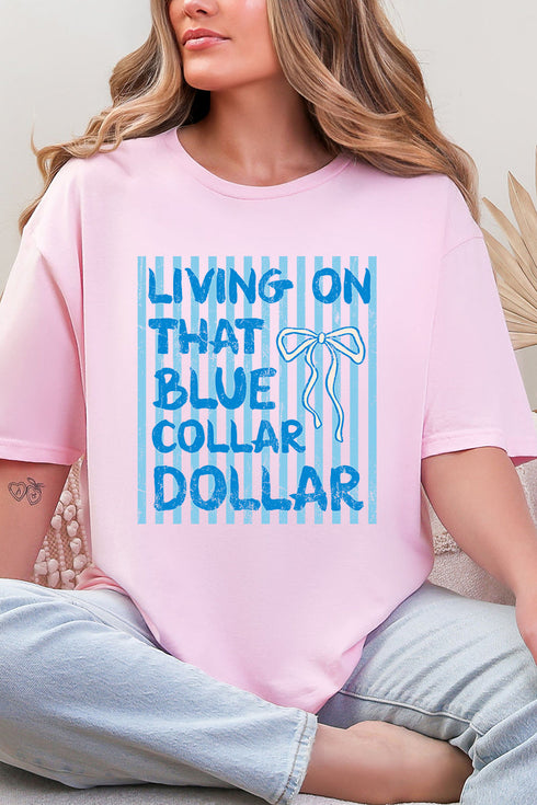Striped Blue Collar Dollar Blue Softstyle Adult T-Shirt