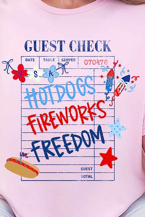 Guest Check Hotdogs Fireworks Freedom Softstyle Adult T-Shirt