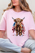 Painted Old Glory Highland Cow Softstyle Adult T-Shirt
