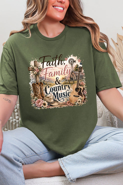 Faith, Family & Country Music Softstyle Adult T-Shirt