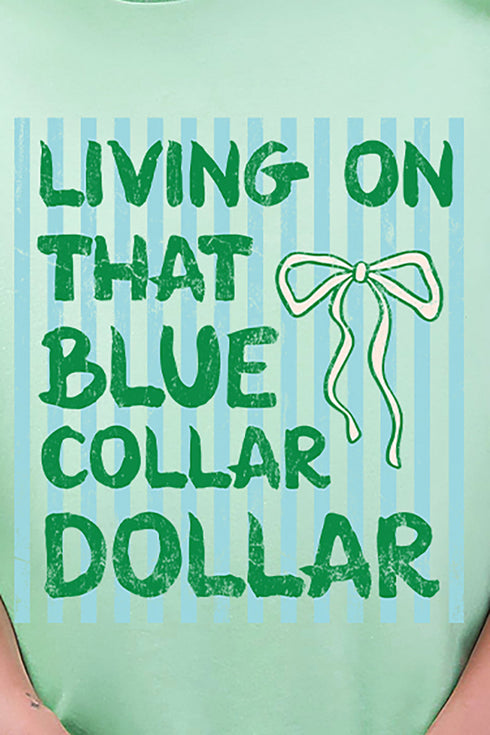 Striped Blue Collar Dollar Blue And Green Softstyle Adult T-Shirt