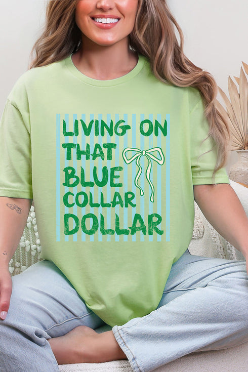 Striped Blue Collar Dollar Blue And Green Softstyle Adult T-Shirt