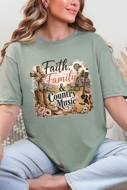 Faith, Family & Country Music Softstyle Adult T-Shirt