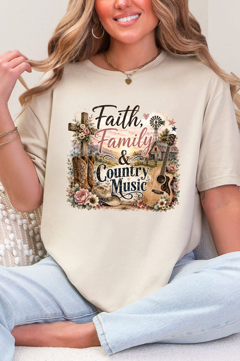 Faith, Family & Country Music Softstyle Adult T-Shirt