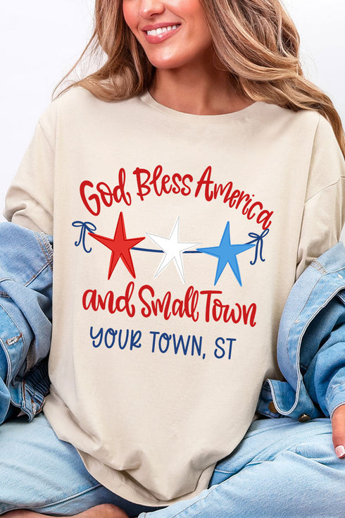 Personalized God Bless America And Small Town Softstyle Adult T-Shirt