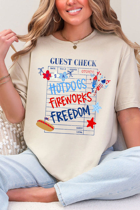 Guest Check Hotdogs Fireworks Freedom Softstyle Adult T-Shirt