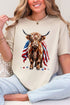 Painted Old Glory Highland Cow Softstyle Adult T-Shirt
