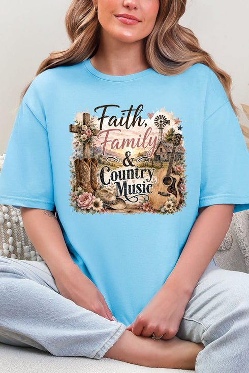 Faith, Family & Country Music Softstyle Adult T-Shirt