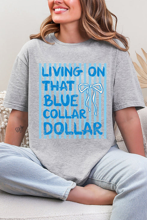 Striped Blue Collar Dollar Blue Softstyle Adult T-Shirt
